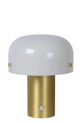 Настольная лампа Timon 05538/01/02 Lucide белая 1 лампа, основание матовое золото латунь металл в стиле кантри  фото 2